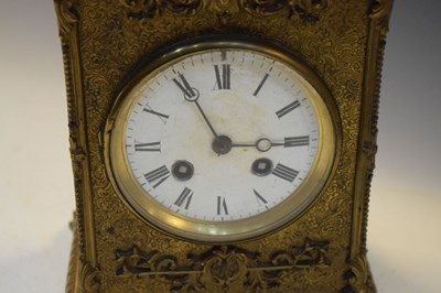 Lot 497 - Late 19th Century French brass cased mantel clock