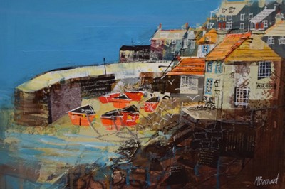 Lot 440 - Mike Bernard (B.1957) - Mixed Media - 'Coverack Harbour'