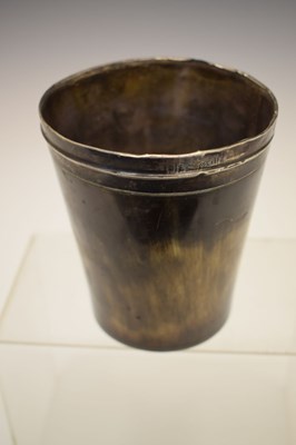 Lot 150 - Georgian silver mounted and lined horn hunting cup