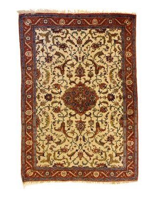 Lot 474 - Persian part silk rug, probably Isfahan