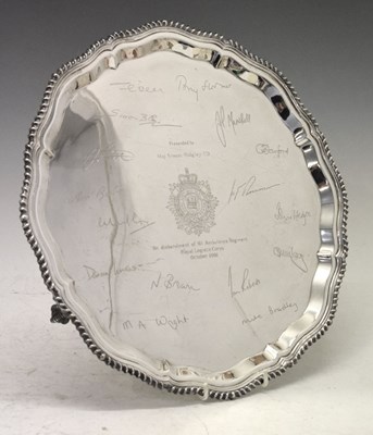 Lot 167 - Elizabeth II silver salver with gadrooned pie-crust border