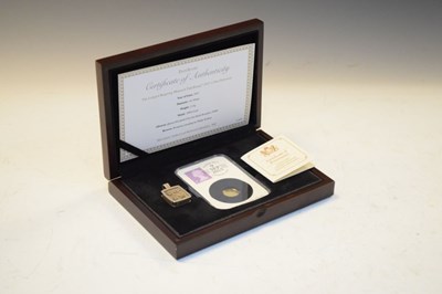 Lot 138 - Coins - 2015 1/10th gold Britannia in presentation case, together with a silver ½oz 1977 ingot