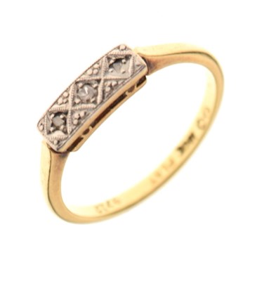 Lot 11 - Diamond three-stone ring, the shank stamped '18ct Plat'