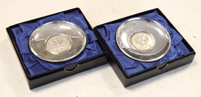 Lot 169 - Pair of  Elizabeth II Britannia standard silver pin dishes commemorating the 300th anniversary