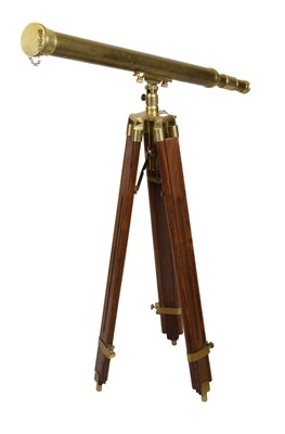 Lot 247 - Reproduction brass telescope on a tripod stand