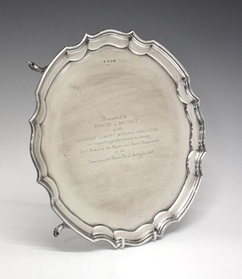 Lot 164 - Sporting Interest - Elizabeth II silver salver of circular form with piecrust border
