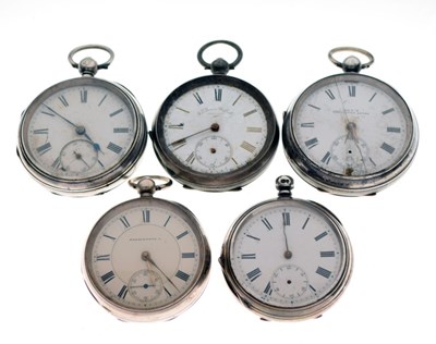 Lot 105 - Five silver cased pocket watches