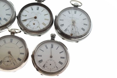 Lot 105 - Five silver cased pocket watches