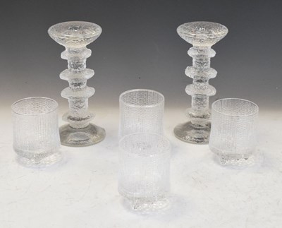 Lot 473 - Pair of Iittala candlesticks and four tumblers