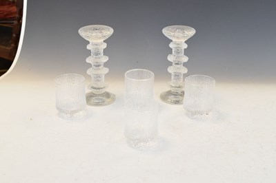 Lot 473 - Pair of Iittala candlesticks and four tumblers