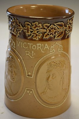 Lot 474 - Rare Doulton Lambeth stoneware Queen Victoria Royal commemorative jug