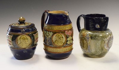 Lot 368 - Three Doulton Lambeth stoneware Royal commemorative items