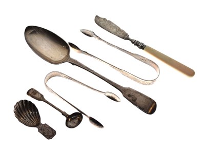 Lot 188 - Quantity of silver items to include George III caddy spoon, etc