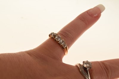Lot 9 - Yellow metal (18) five-stone diamond ring, old-cut, 3g gross approx - TBC