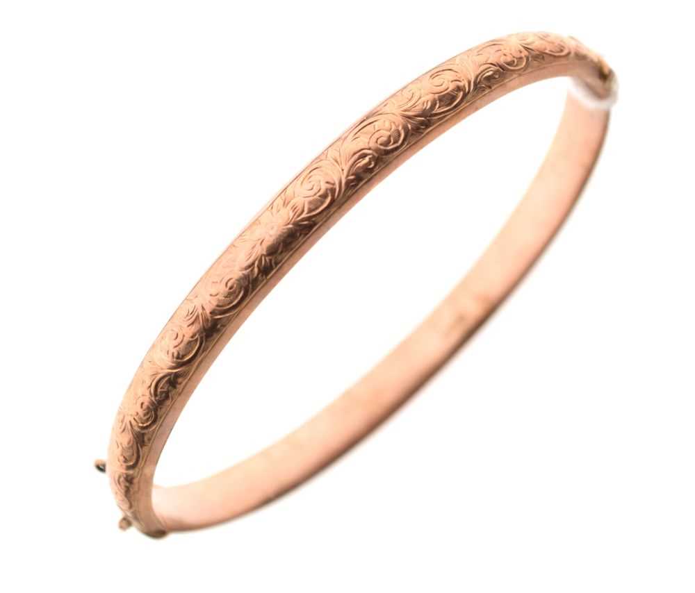 Lot 35 - 9ct rose gold bangle, 7g approx