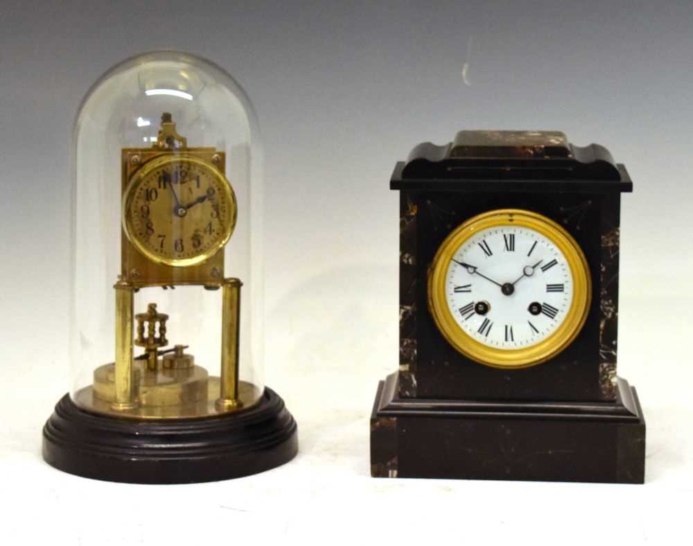 Lot 508 - Slate mantel clock and clock under dome