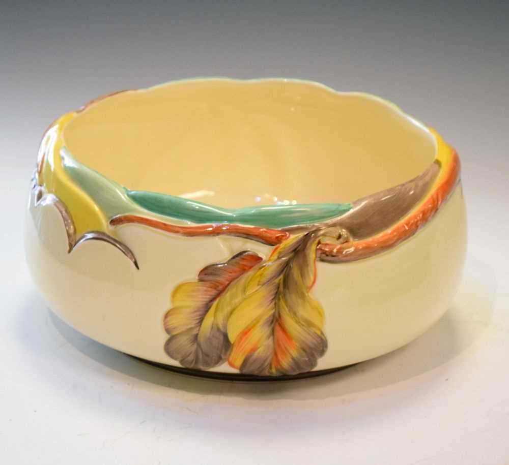 Lot 544 - Clarice Cliff bowl with moulded autumn leaves against a cream ground
