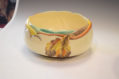 Lot 544 - Clarice Cliff bowl with moulded autumn leaves against a cream ground