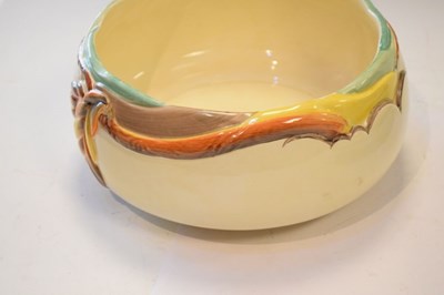 Lot 544 - Clarice Cliff bowl with moulded autumn leaves against a cream ground